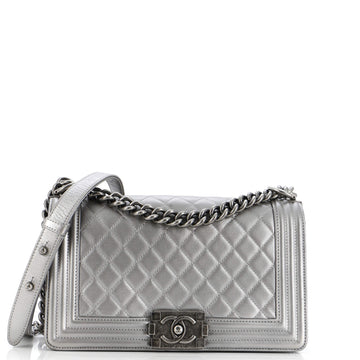 Chanel Boy Flap Bag Quilted Caviar Old Medium