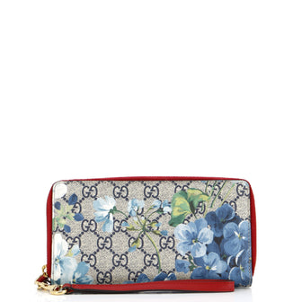 Gucci Zip Around Wallet Blooms Print GG Coated Canvas