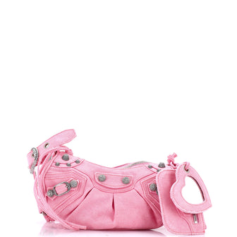 Balenciaga Le Cagole Giant Studs Shoulder Bag Denim with Crystals XS