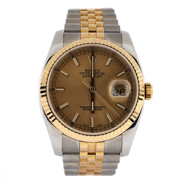 Rolex Oyster Perpetual Datejust Automatic Watch Stainless Steel and Yellow Gold 36