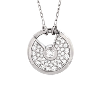 Cartier Amulette de Cartier Pendant Necklace 18K White Gold and Pave Diamonds Small