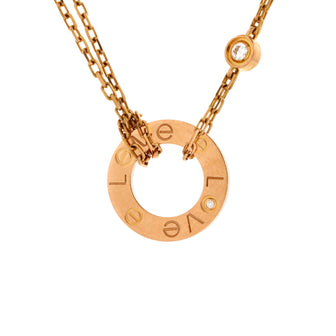 Cartier 2 Diamonds Love Pendant Necklace 18K Rose Gold and Diamonds