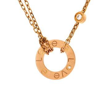Cartier 2 Diamonds Love Pendant Necklace 18K Rose Gold and Diamonds