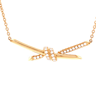 Tiffany & Co. Knot Pendant Necklace 18K Rose Gold with Diamonds