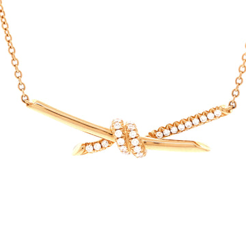 Tiffany & Co. Knot Pendant Necklace 18K Rose Gold with Diamonds