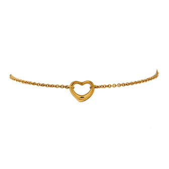 Tiffany & Co. Elsa Peretti Open Heart 3 Charm Bracelet 18K Yellow Gold