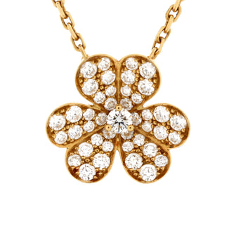 Van Cleef & Arpels Frivole Pendant Necklace 18K Yellow Gold with Pave Diamonds Small