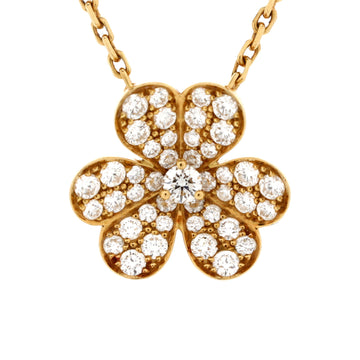 Van Cleef & Arpels Frivole Pendant Necklace 18K Yellow Gold with Pave Diamonds Small