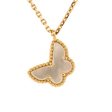 Van Cleef & Arpels Sweet Alhambra Butterfly Pendant Necklace 18K Yellow Gold and Mother of Pearl