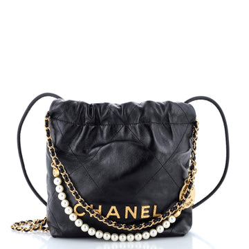 Chanel 22 Chain Hobo Quilted Calfskin with Pearl Chain Mini