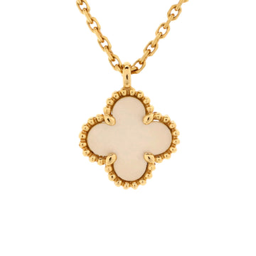 Van Cleef & Arpels Sweet Alhambra Pendant Necklace 18K Yellow Gold and Mother of Pearl