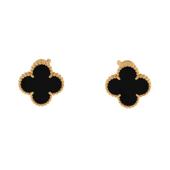 Van Cleef & Arpels Vintage Alhambra Earrings 18K Yellow Gold and Onyx