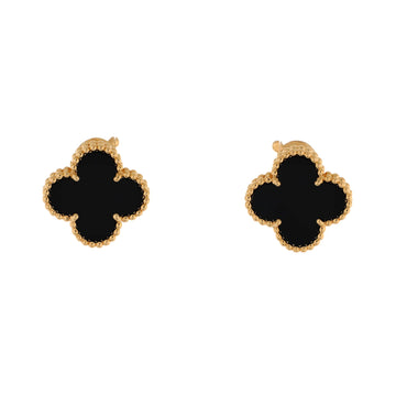 Van Cleef & Arpels Vintage Alhambra Earrings 18K Yellow Gold and Onyx
