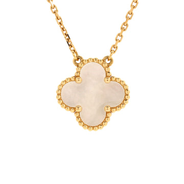 Van Cleef & Arpels Vintage Alhambra Pendant Necklace 18K Yellow Gold and Mother of Pearl