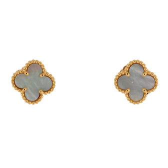 Van Cleef & Arpels Sweet Alhambra Stud Earrings 18K Yellow Gold and Mother of Pearl