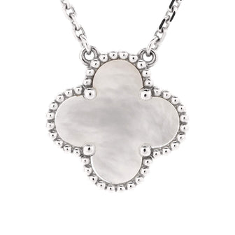 Van Cleef & Arpels Vintage Alhambra Pendant Necklace 18K White Gold and Mother of Pearl