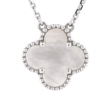 Van Cleef & Arpels Vintage Alhambra Pendant Necklace 18K White Gold and Mother of Pearl