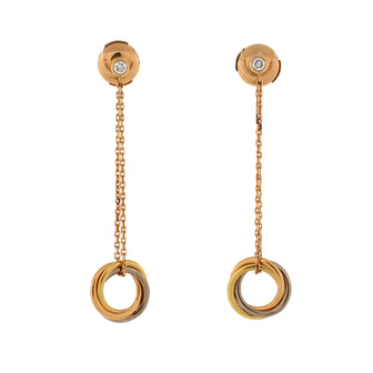 Cartier Trinity Diamond Drop Earrings 18K Tricolor Gold