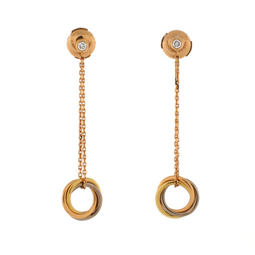 Cartier Trinity Diamond Drop Earrings 18K Tricolor Gold