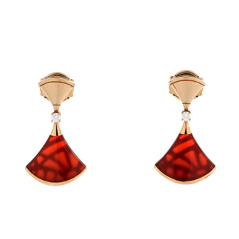 Bvlgari Divas' Dream Drop Earrings 18K Rose Gold with Carnelian and Diamonds