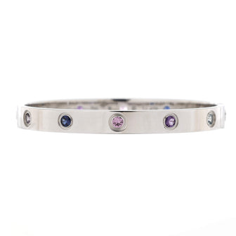 Cartier Love 10 Stone Bracelet 18K White Gold with Aquamarine, Sapphire, Spinel and Amethyst