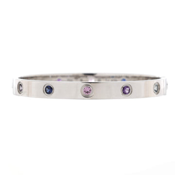 Cartier Love 10 Stone Bracelet 18K White Gold with Aquamarine, Sapphire, Spinel and Amethyst