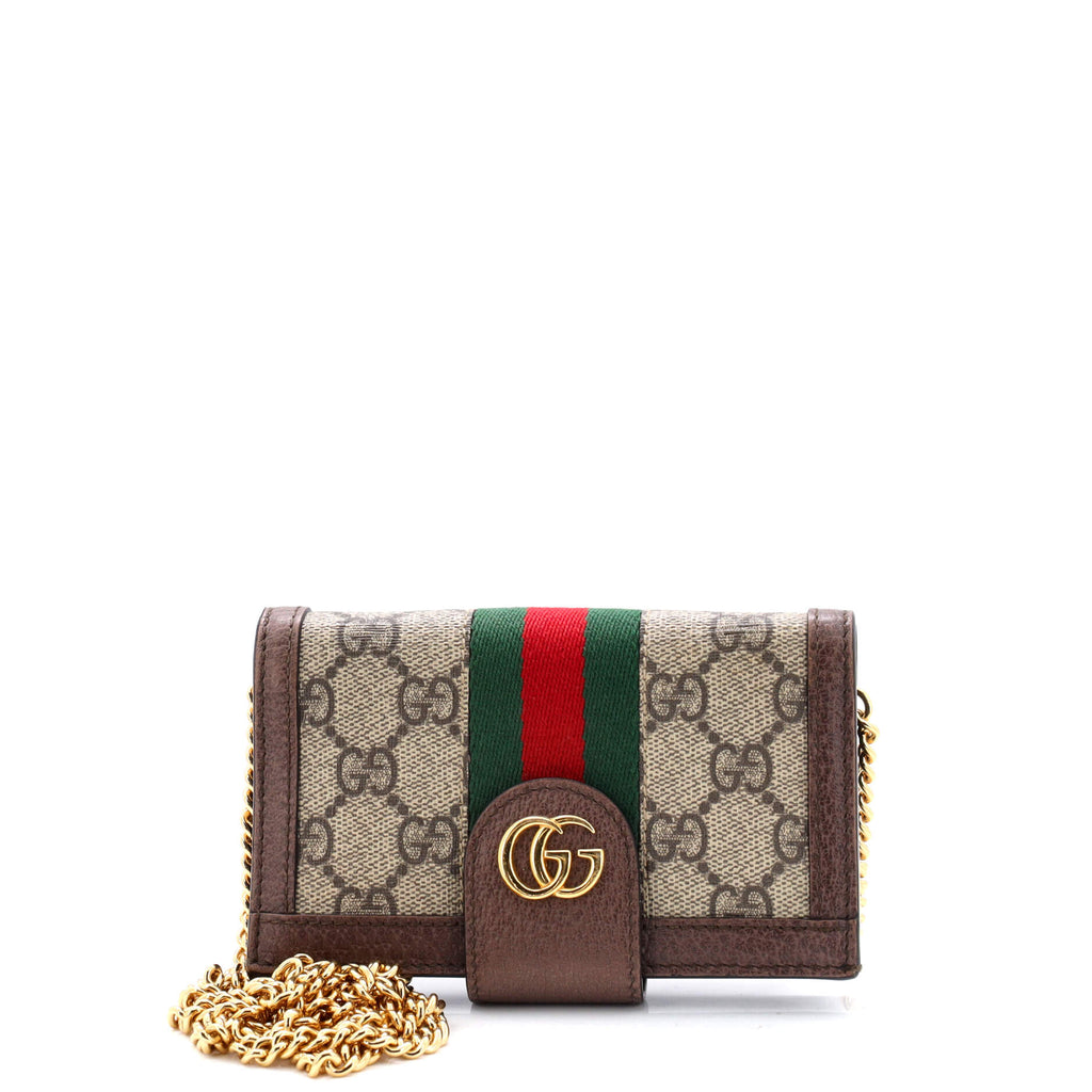 Gucci Ophidia Chain Phone Case GG Coated Canvas Brown 3094021