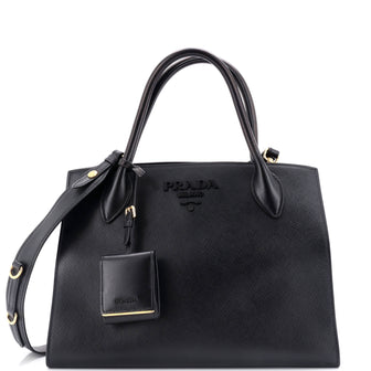 Prada Monochrome Tote Saffiano with City Calf Medium
