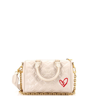 Louis Vuitton Speedy Bandouliere Bag Limited Edition Fall in Love Monogram Embossed Lambskin 22