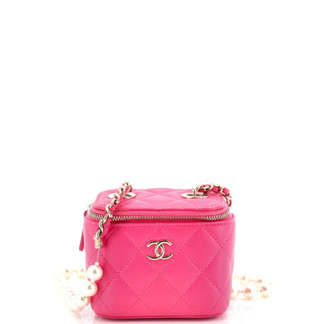 Chanel Vanity Case with Pearl Chain Quilted Lambskin Mini