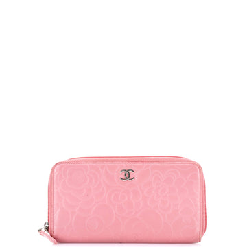 Chanel Zip Around Wallet Camellia Lambskin
