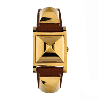 Hermes Medor Quartz Watch Plated Metal and Leather 23