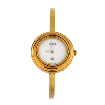 Gucci 1100 Interchangeable Bezel Bangle Quartz Watch Plated Metal with Plastic 26