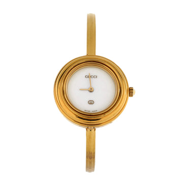 Gucci 1100 Interchangeable Bezel Bangle Quartz Watch Plated Metal with Plastic 26