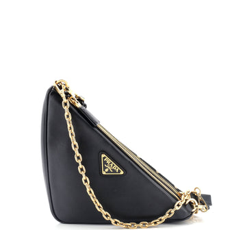 Prada Double Symbole Triangle Bag Leather and Jacquard Mini