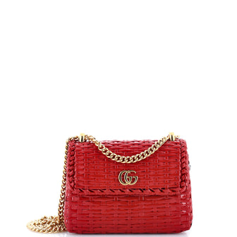 Gucci Cestino Flap Shoulder Bag Wicker Mini