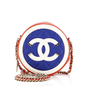 Chanel Filigree Round Clutch with Chain Quilted Caviar Mini