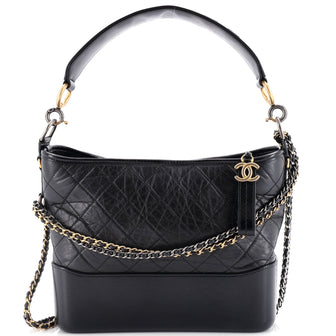 Chanel Gabrielle Hobo with Logo Handle Quilted Aged Calfskin Medium