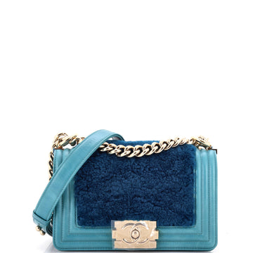 Chanel Boy Flap Bag Shearling with Leather Small