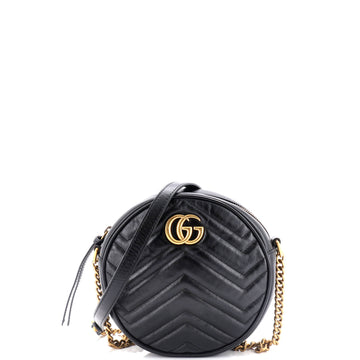 Gucci GG Marmont Round Shoulder Bag Matelasse Leather Mini