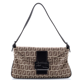 Fendi Double Flap Bag Zucchino Canvas Medium