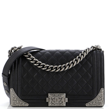 Chanel Paris-Dallas Boy Flap Bag Quilted Calfskin with Metal Adornments Old Medium