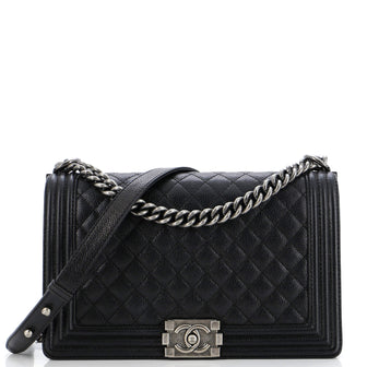 Chanel Boy Flap Bag Quilted Caviar New Medium
