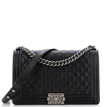 Chanel Boy Flap Bag Quilted Caviar New Medium