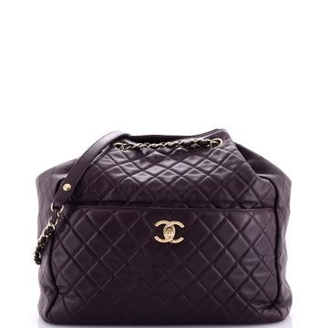 Chanel Drawstring CC Lock Bucket Bag Quilted Lambskin Medium