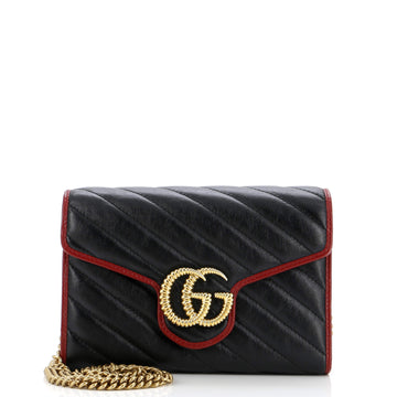 Gucci GG Marmont Chain Wallet Diagonal Quilted Leather Mini