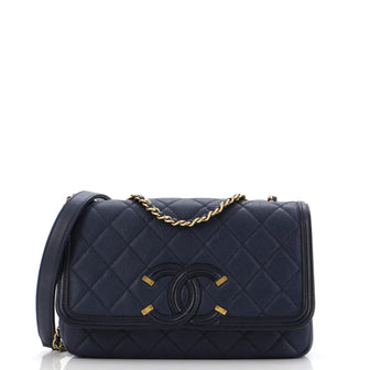 Chanel Filigree Flap Bag Quilted Caviar Small
