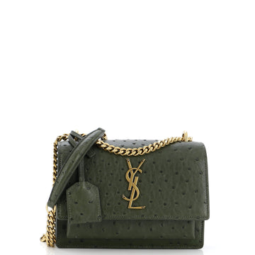 Saint Laurent Sunset Crossbody Bag Ostrich Small