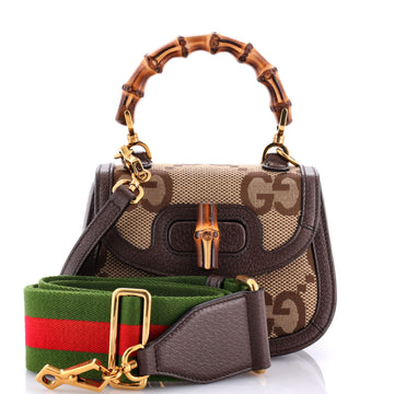 Gucci Bamboo 1947 Top Handle Bag Jumbo GG Canvas Mini