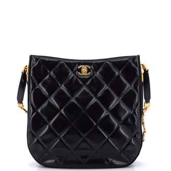 Chanel Tiny CC Link Hobo Quilted Shiny Calfskin and Suede Medium